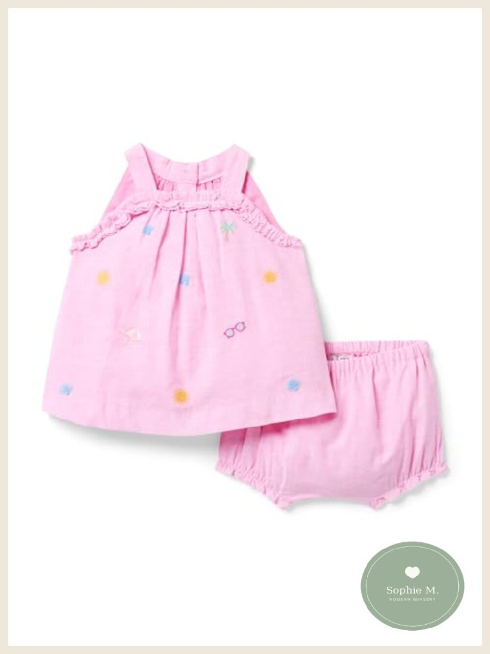 Baby Girls Tropical Icon Matching Set Sleeveless Top and Bottoms